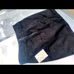 Free people black suede zip up mini skirt